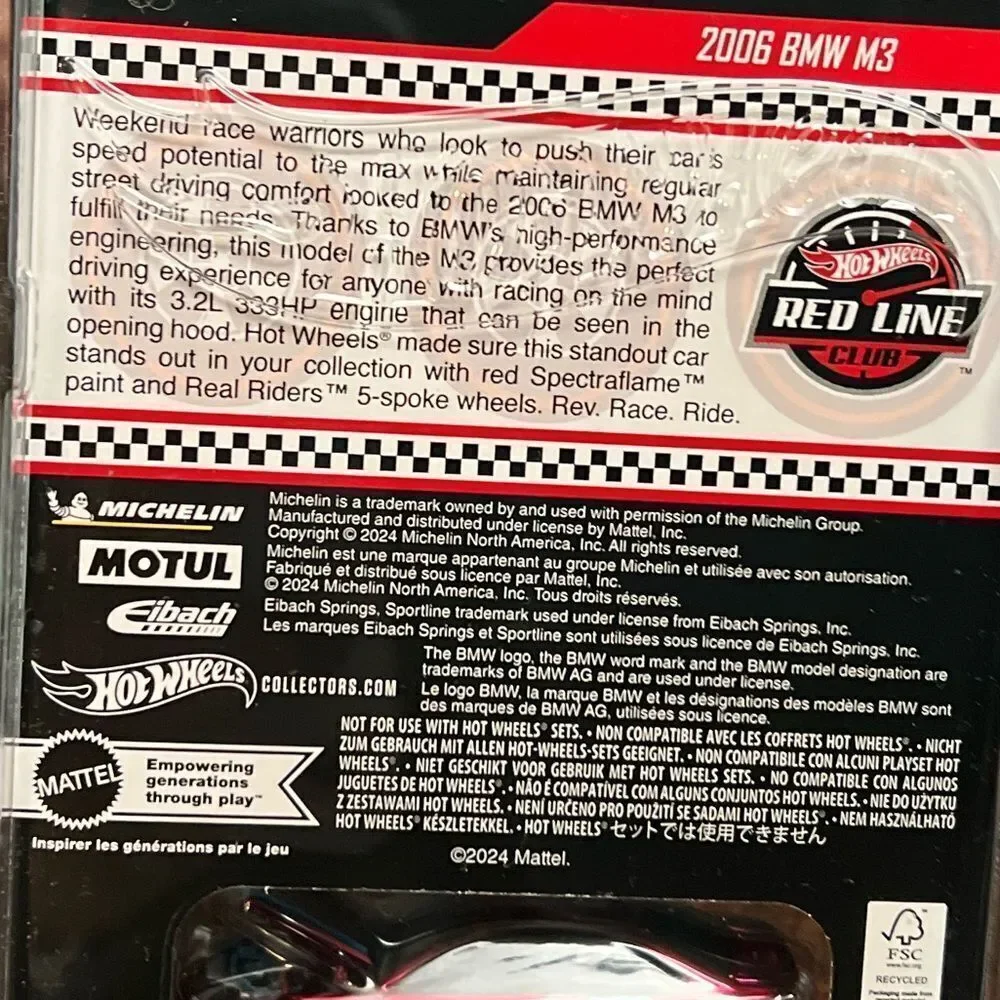 Hot Wheels RLC 2006 BMW M3 in Red. New in box!